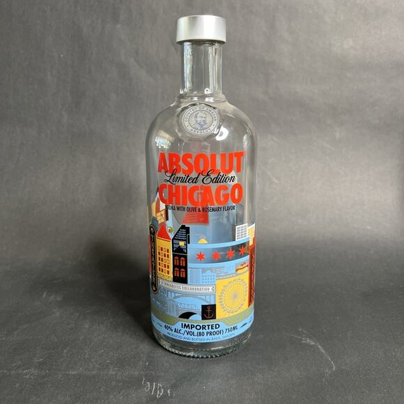 Absolut Chicago Bottle – 2013 Limited Edition Ross Bruggink Collab VTG Bar Decor - Picture 1 of 11